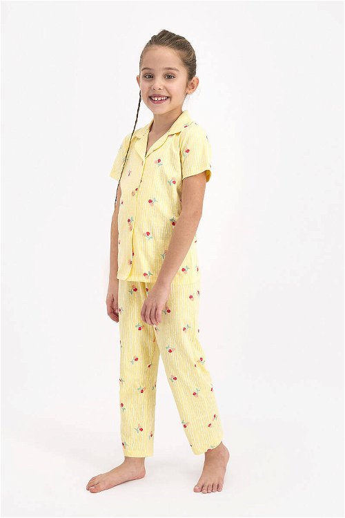 Rolypoly Cherry Soluk Sarı Kız Çocuk Gömlek Pijama Takımı
