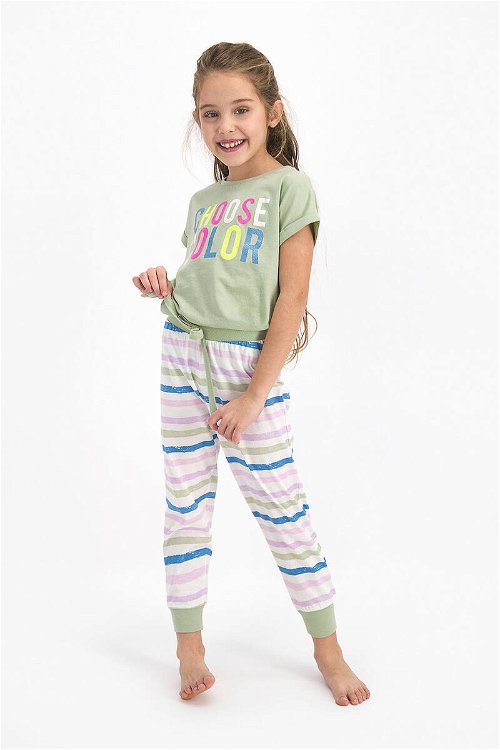 RolyPoly Choose Color Su Yeşili Kız Çocuk Kısa Kol Pijama Takım