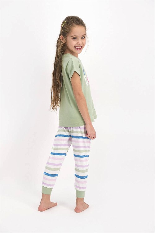 RolyPoly Choose Color Su Yeşili Kız Çocuk Kısa Kol Pijama Takım