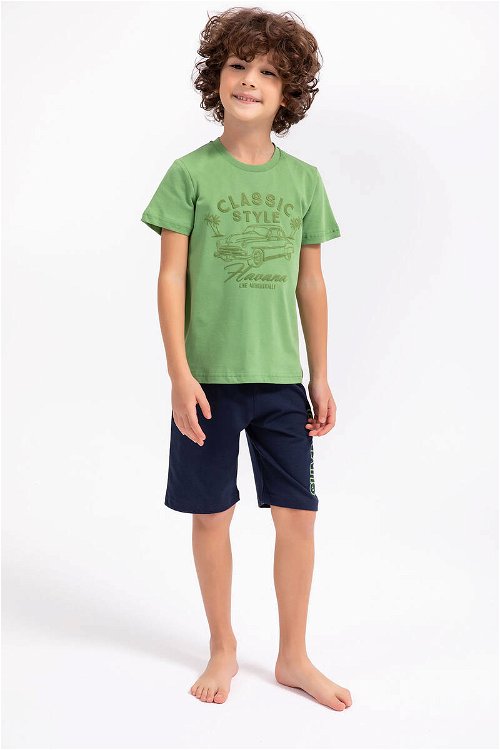 Rolypoly Classic Style Çimen Yeşili Erkek Çocuk Bermuda Takım