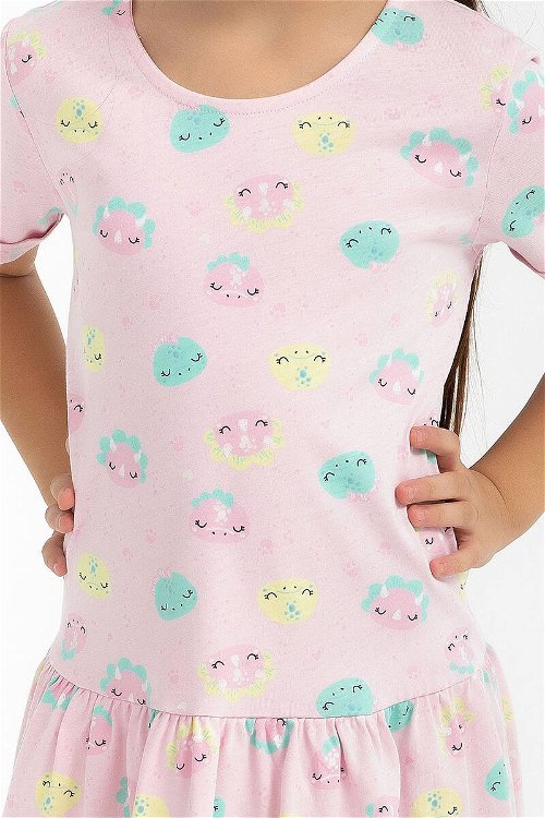Rolypoly Cute Animals Açık Pembe Kız Çocuk Elbise