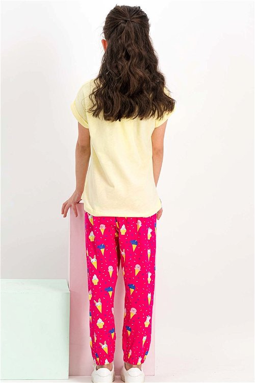 RolyPoly Cute Ice Cream Açık Sarı Kısa Kollu Kız Çocuk Pijama Takımı