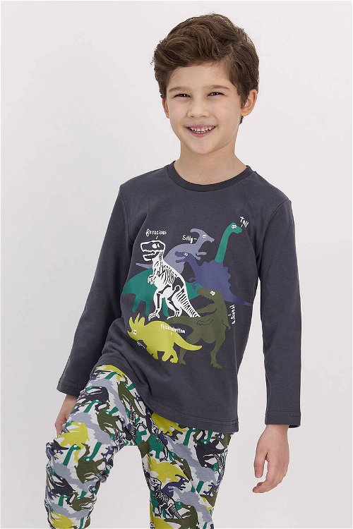 RolyPoly Dinosaour Antrasit Erkek Çocuk Pijama Takımı