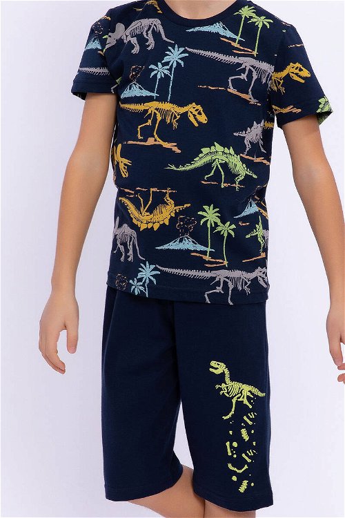 Rolypoly Dinosaur Lacivert Erkek Çocuk Bermuda Takım