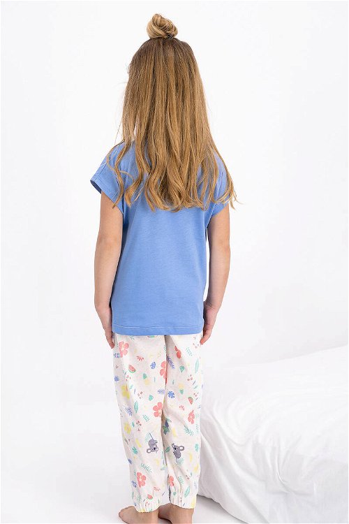 RolyPoly Enjoy Summer Açık İndigo Kız Çocuk Kısa Kol Pijama Takımı
