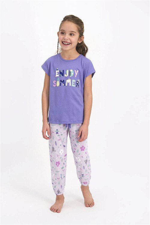 Rolypoly Enjoy Summer Mor Kız Çocuk Kısa Kol Pijama Takımı