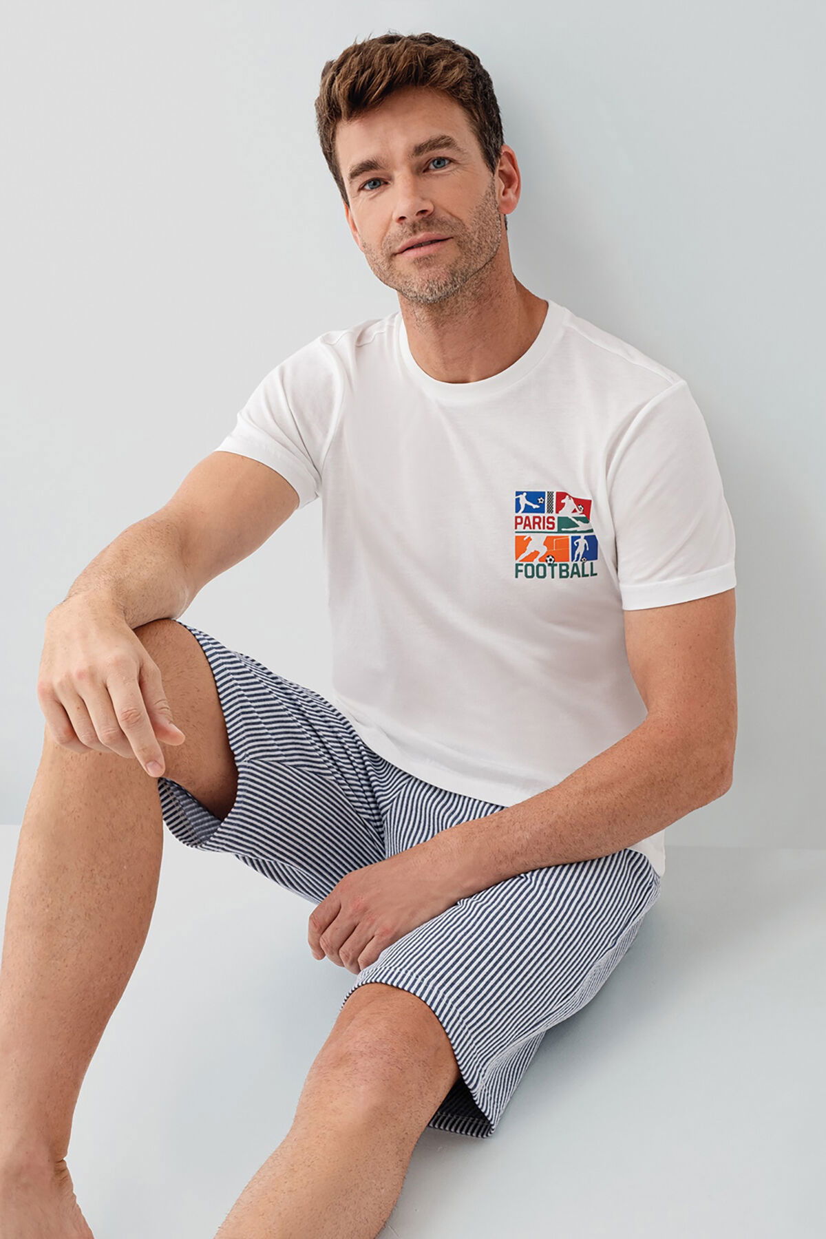 Rolypoly - Rolypoly Erkek Beyaz Bermuda Takım