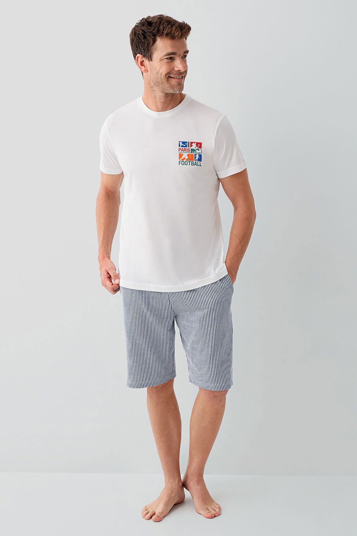 Rolypoly - Rolypoly Erkek Beyaz Bermuda Takım (1)