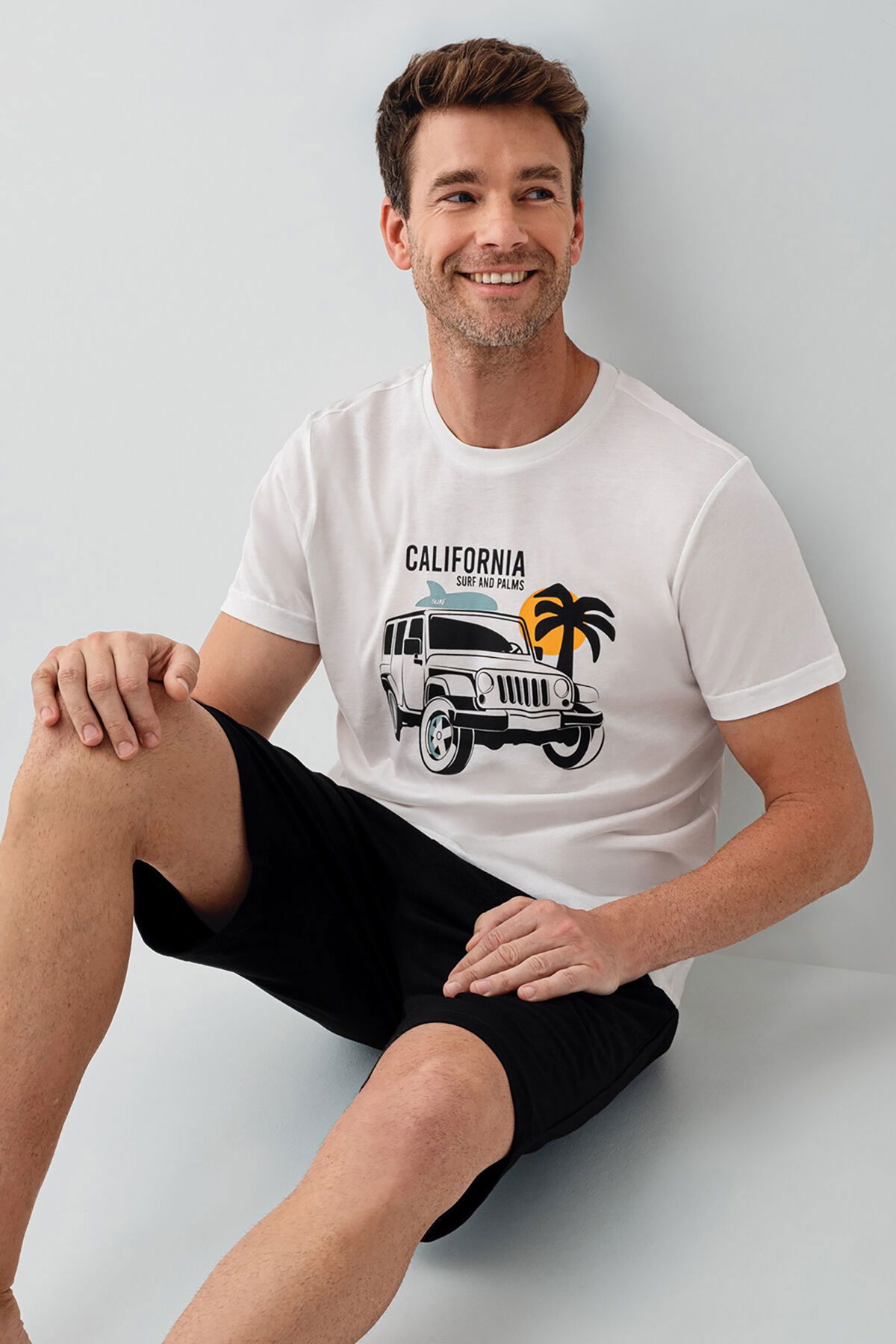 Rolypoly - Rolypoly Erkek Beyaz Bermuda Takım