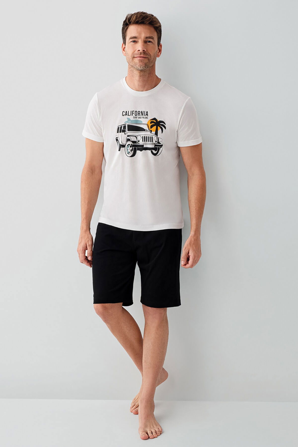 Rolypoly - Rolypoly Erkek Beyaz Bermuda Takım (1)