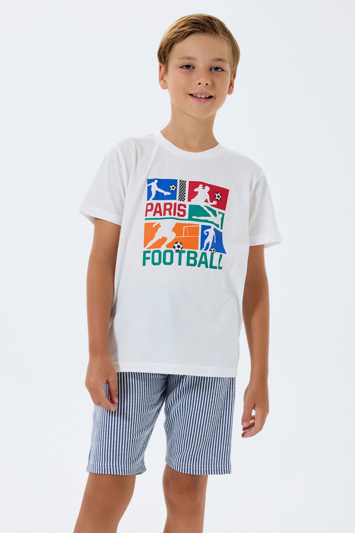 Rolypoly - Rolypoly Erkek Çocuk Beyaz Bermuda Takım