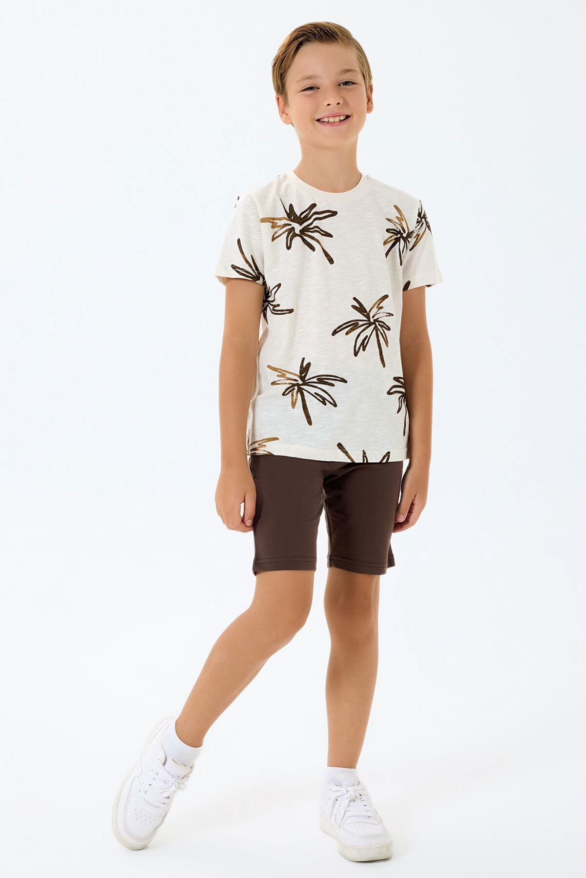 Rolypoly - Rolypoly Erkek Çocuk Krem Bermuda Takım (1)