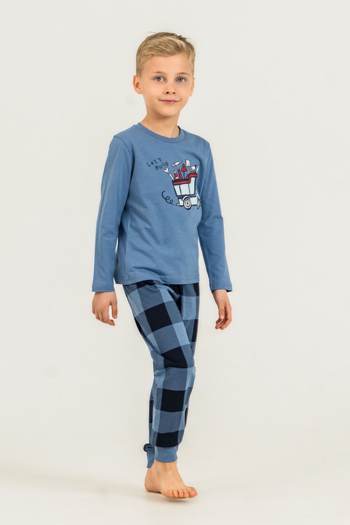 ROLYPOLY - Rolypoly Erkek Çocuk Let's Build Mavi Uzun Kol Pijama Takım RP3872-C-V2