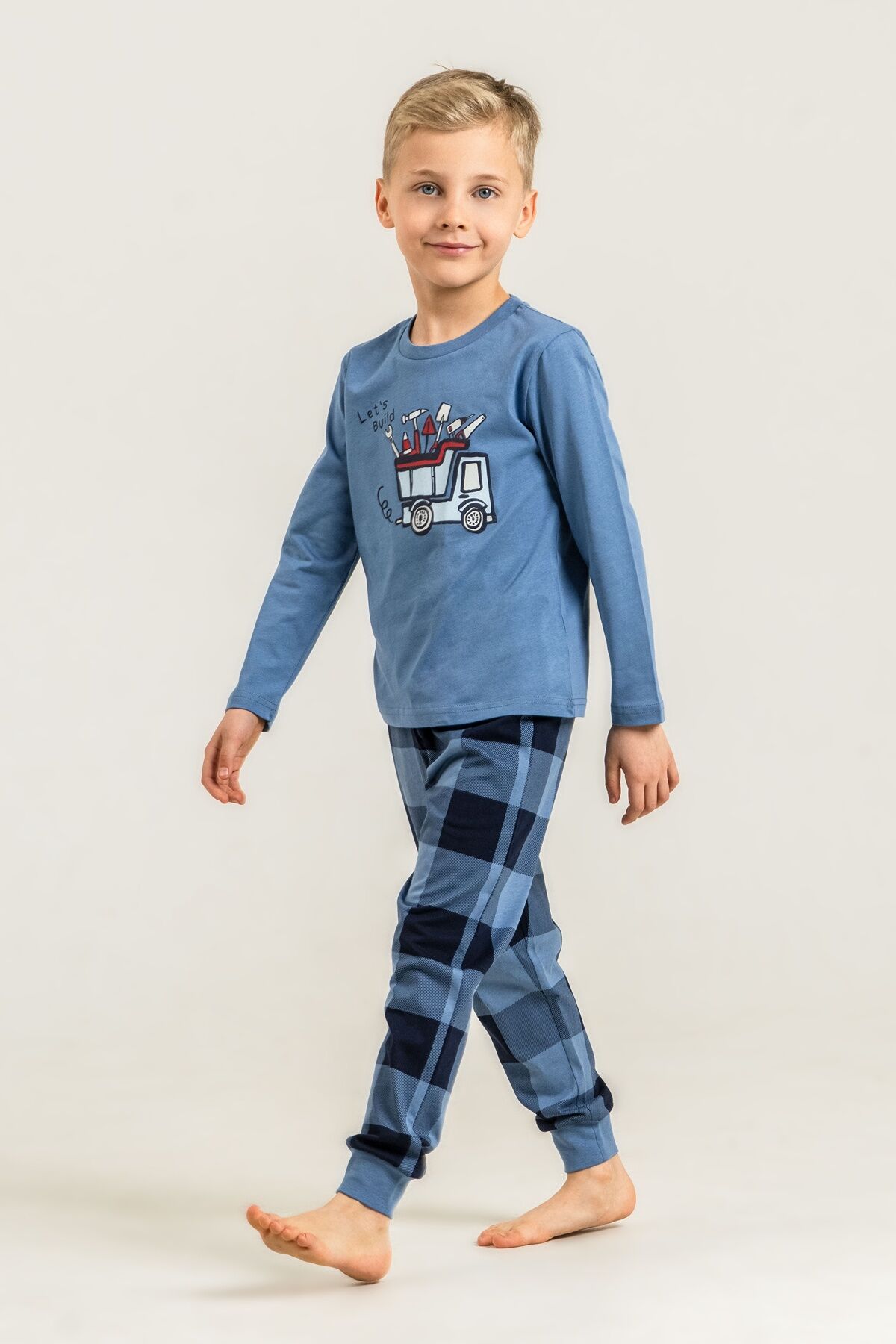 ROLYPOLY - Rolypoly Erkek Çocuk Let's Build Mavi Uzun Kol Pijama Takım RP3872-C-V2 (1)