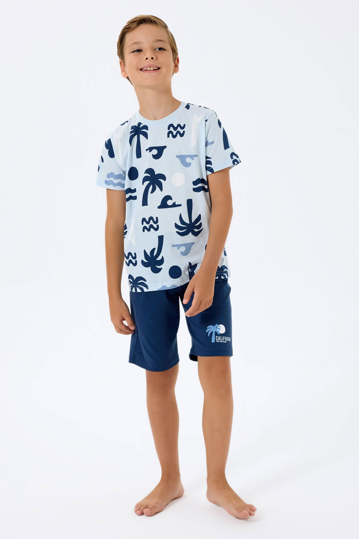 Rolypoly - Rolypoly Erkek Çocuk Mavi Bermuda Takım (1)