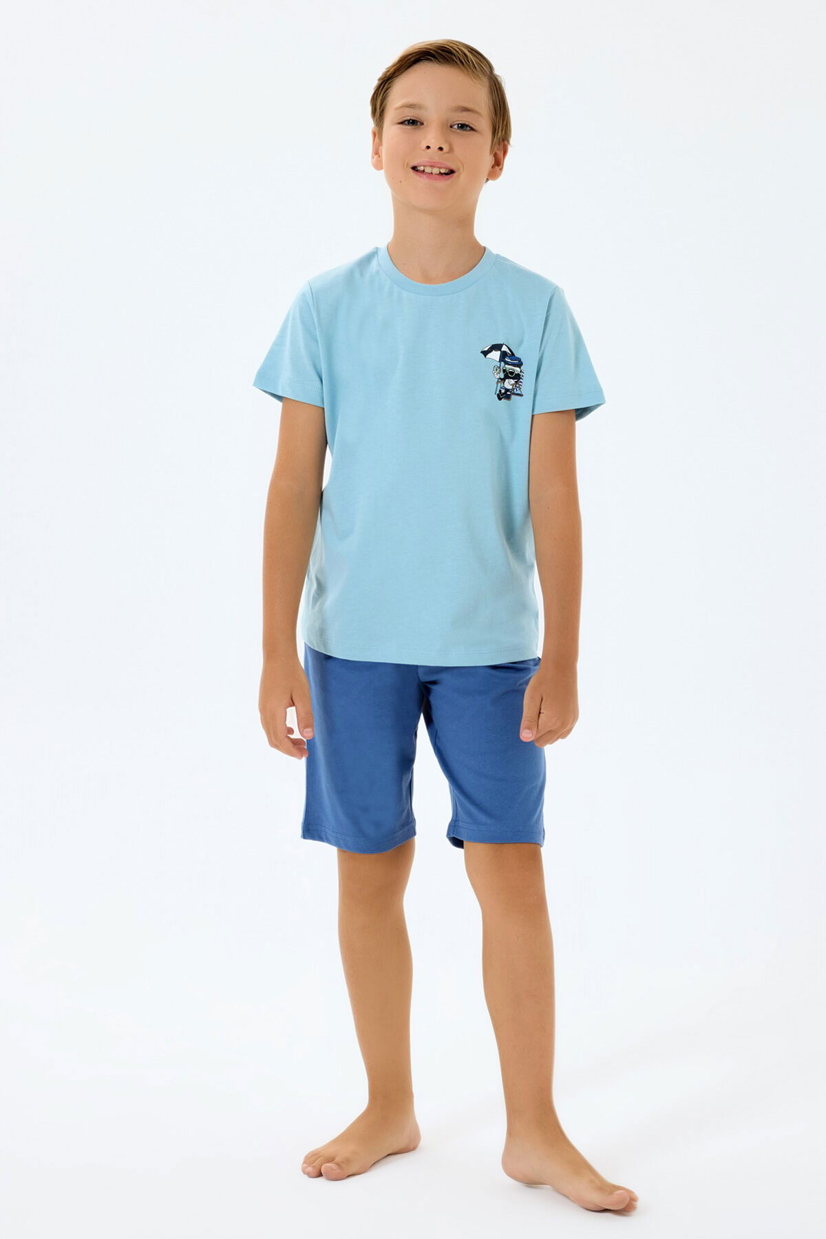 Rolypoly - Rolypoly Erkek Çocuk Mavi Bermuda Takım