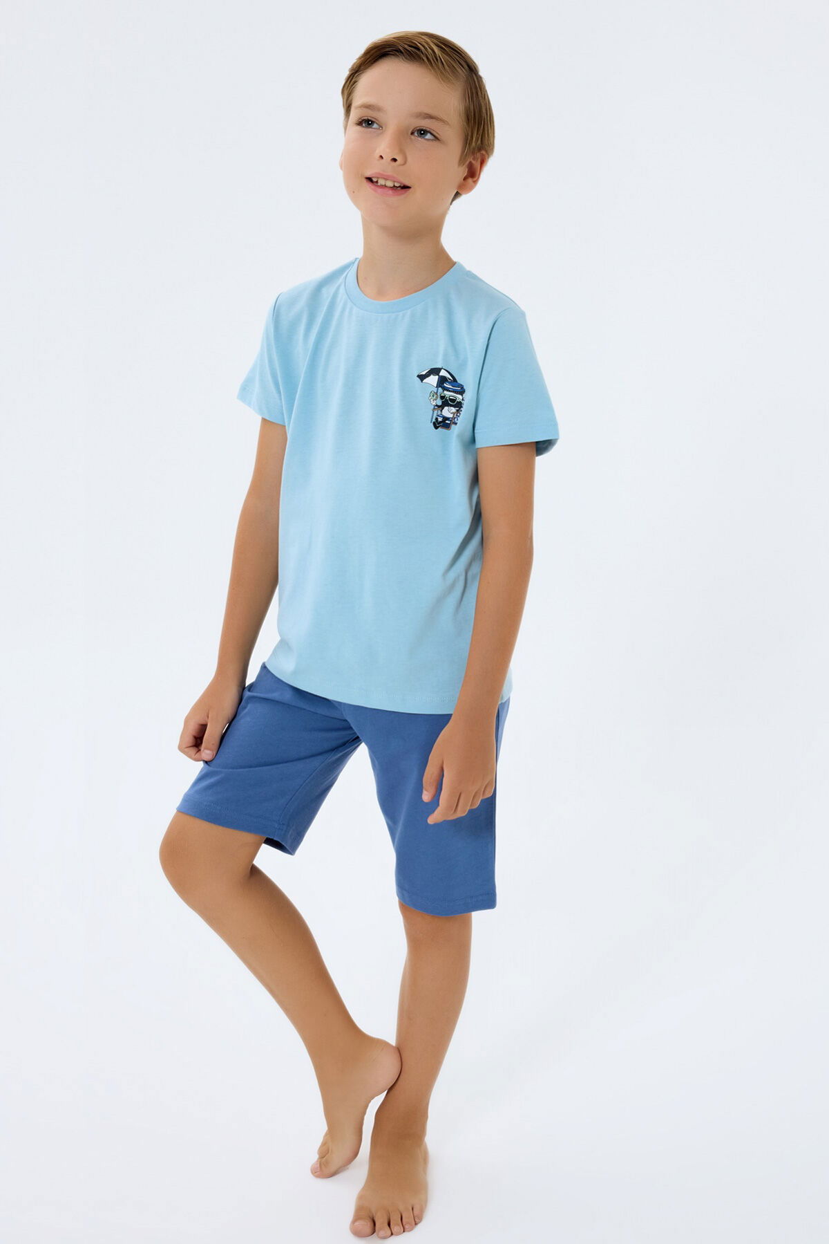 Rolypoly - Rolypoly Erkek Çocuk Mavi Bermuda Takım (1)