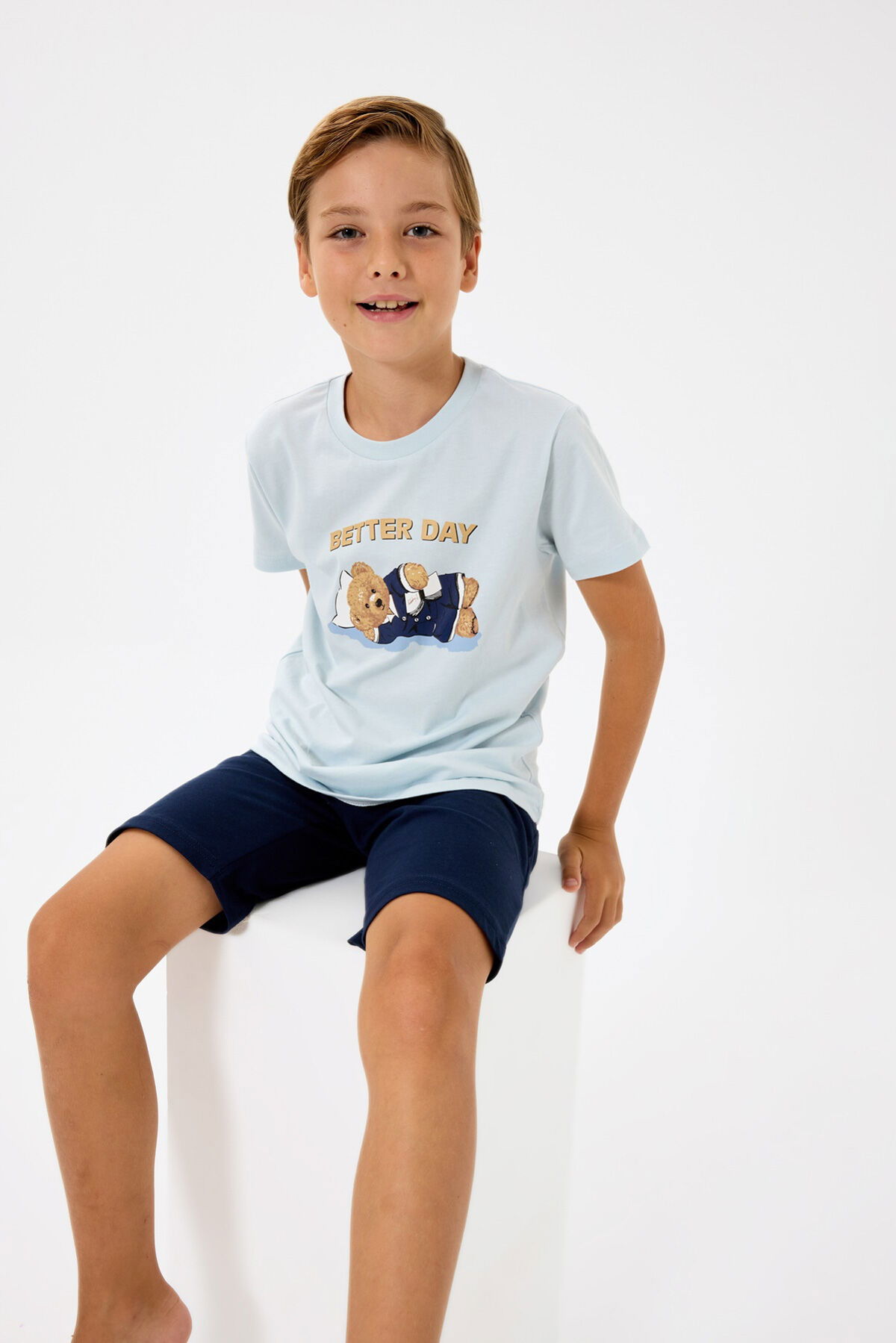 Rolypoly - Rolypoly Erkek Çocuk Mavi Bermuda Takım