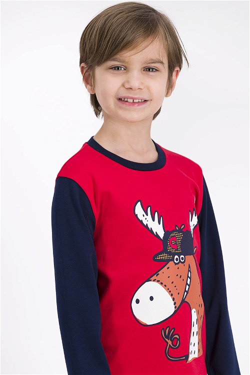 Rolypoly Winter Deer Açık Kırmızı Erkek Çocuk Pijama Takımı