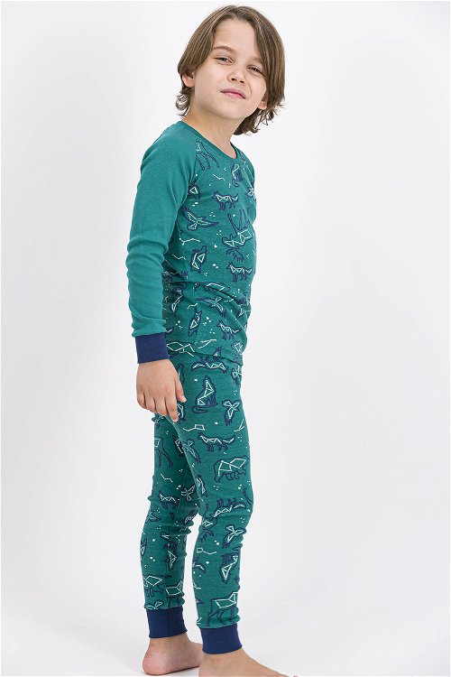 RolyPoly Animals Skeleton Koyu Yeşil Erkek Çocuk Pijama Takımı