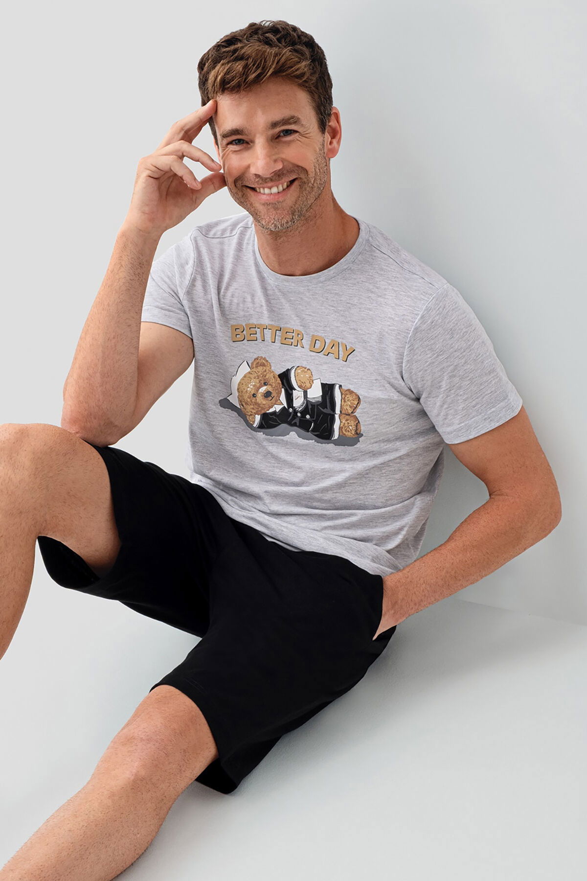 Rolypoly - Rolypoly Erkek Gri Bermuda Takım