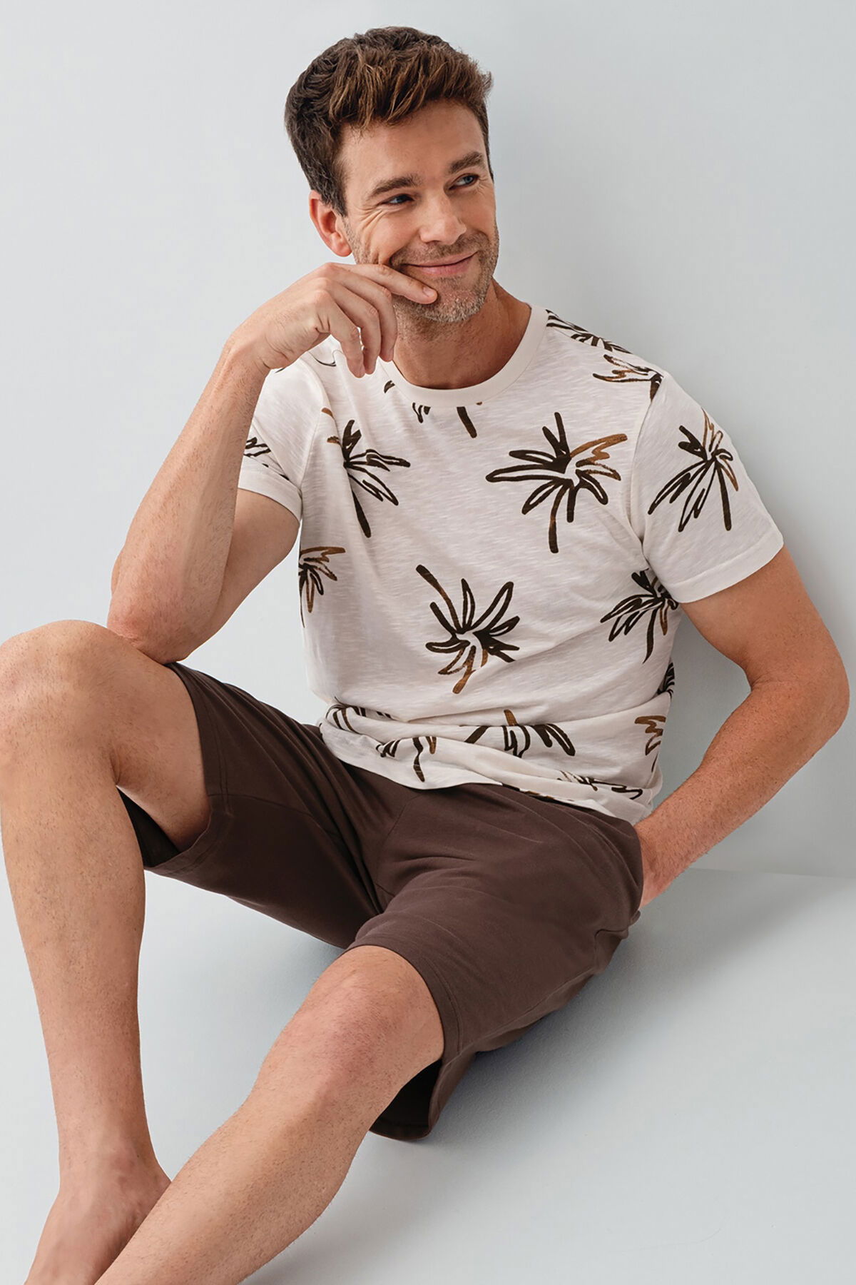 Rolypoly - Rolypoly Erkek Krem Bermuda Takım