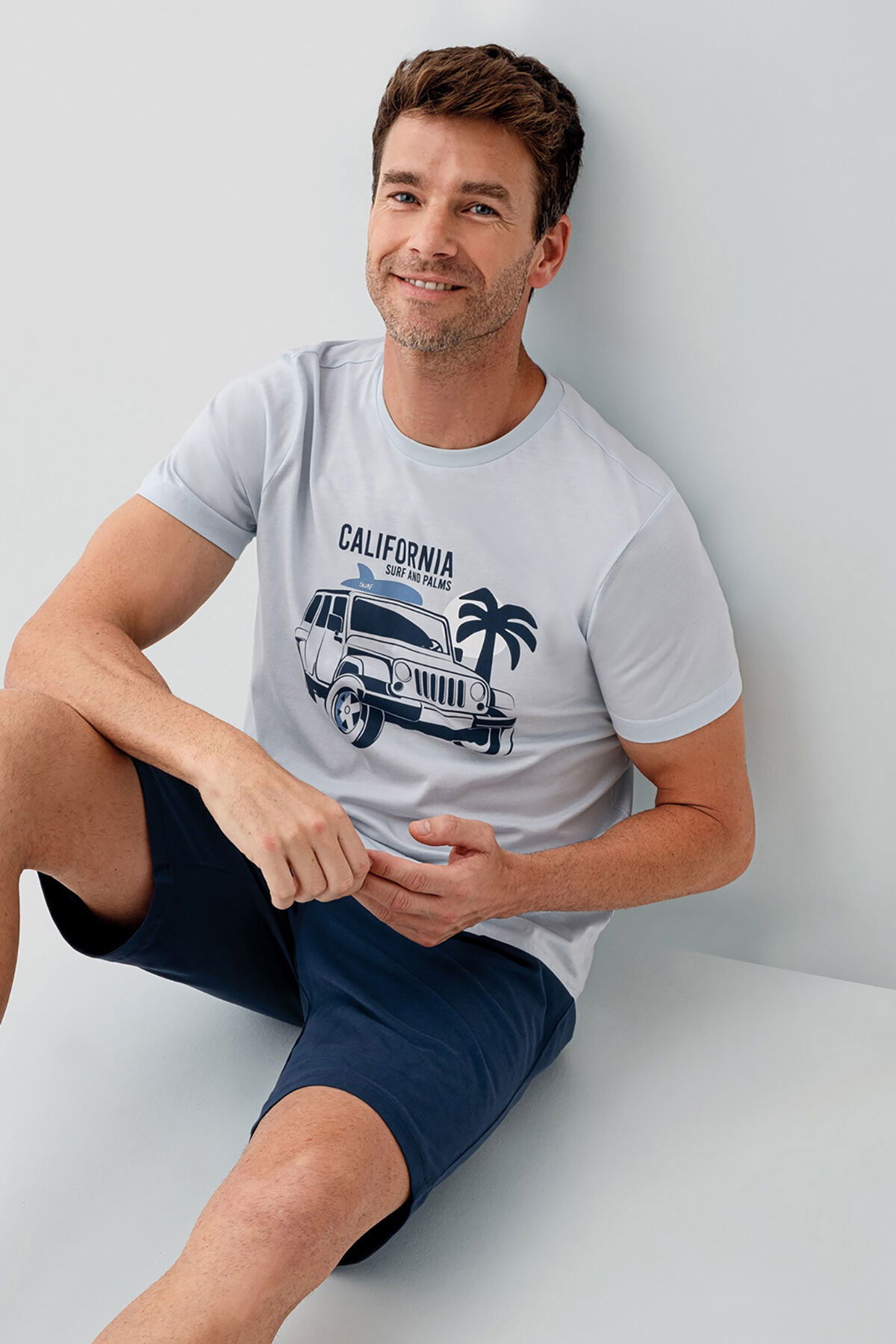 Rolypoly - Rolypoly Erkek Mavi Bermuda Takım