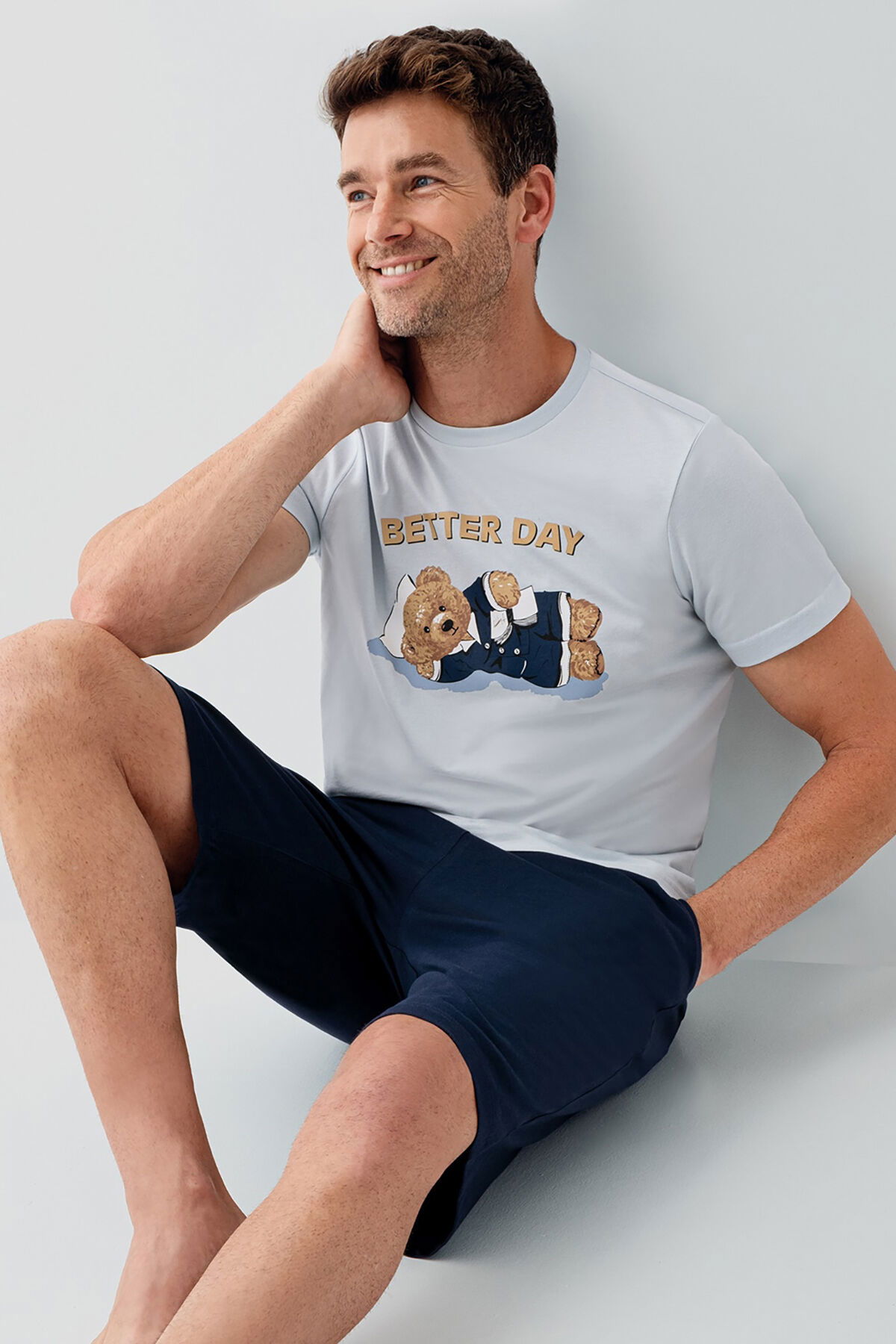 Rolypoly - Rolypoly Erkek Mavi Bermuda Takım