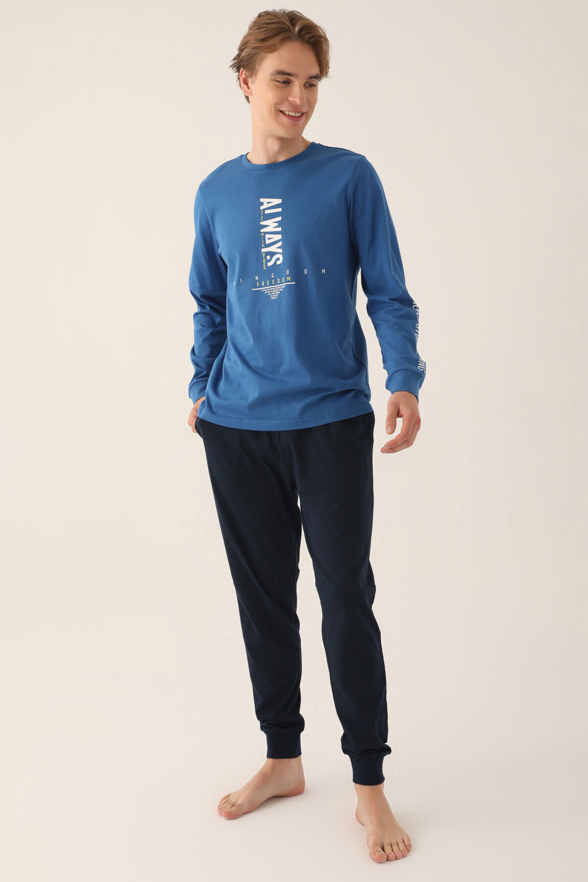 RolyPoly - RolyPoly Erkek Mavi Pijama Takım (1)