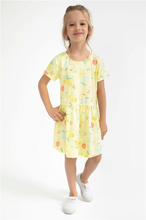 Rolypoly Fruits Açık Sarı Kız Çocuk Elbise