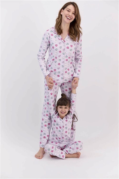 RolyPoly Hendgehogs Açık Lila Kız Çocuk Gömlek Pijama Takımı