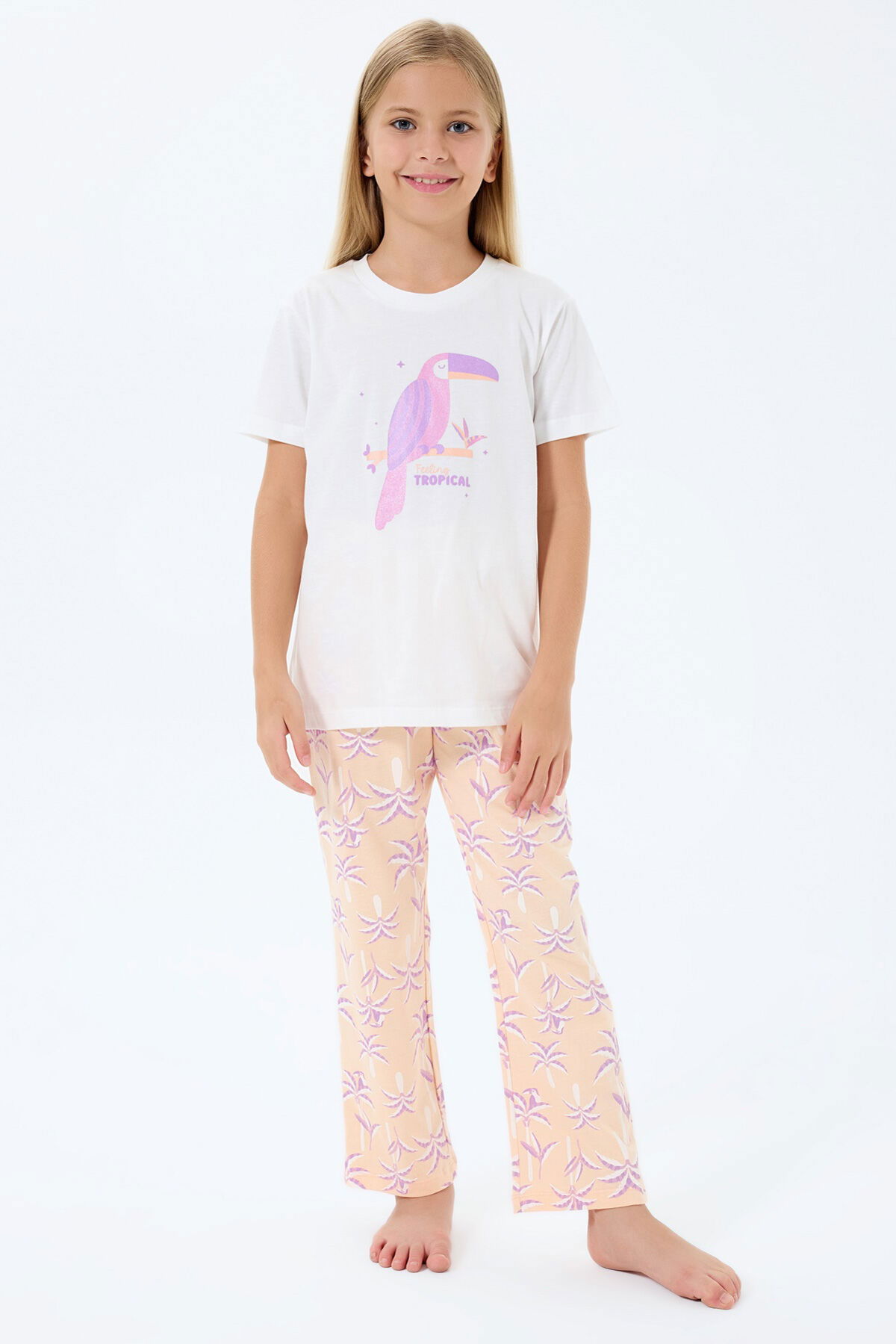 Rolypoly - Rolypoly Kız Çocuk Beyaz Pijama Takım