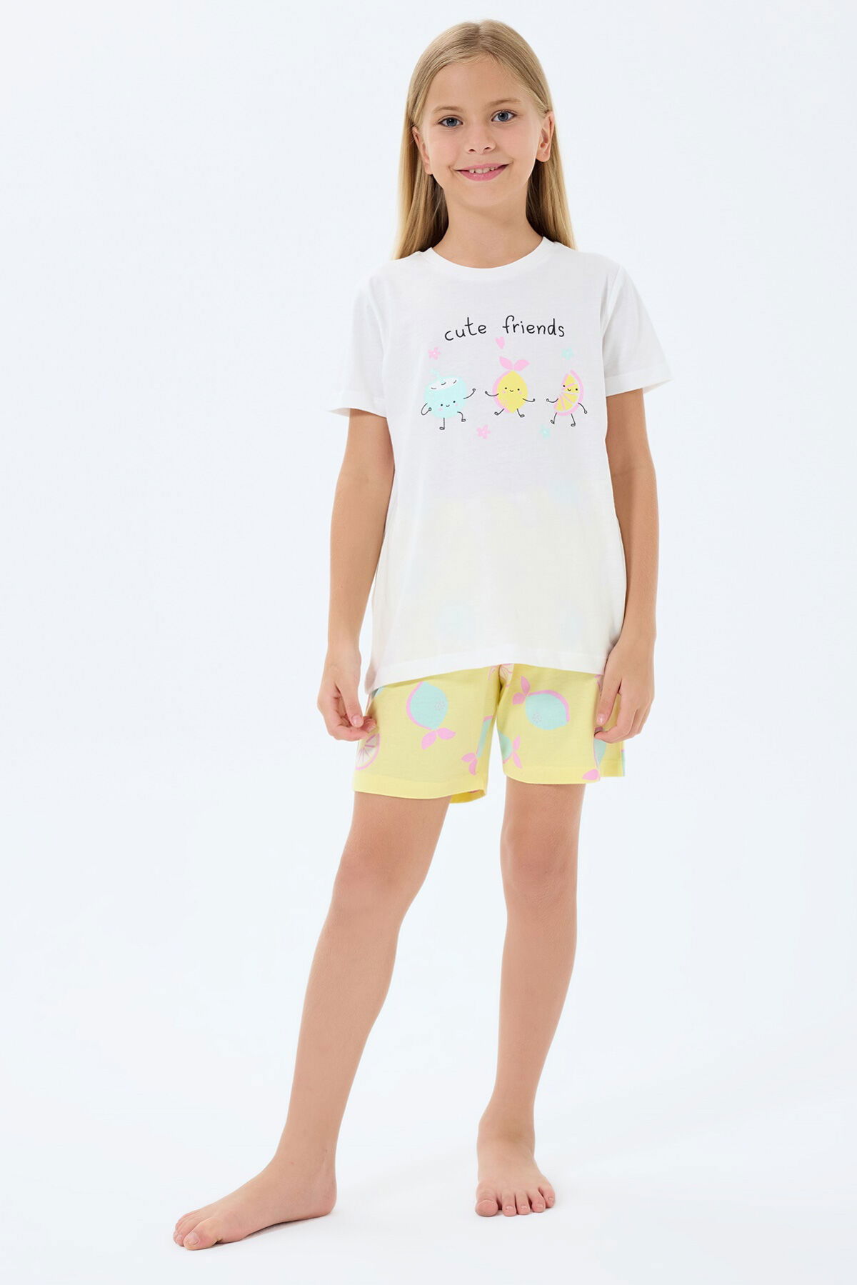 Rolypoly - Rolypoly Kız Çocuk Beyaz Şort Takım