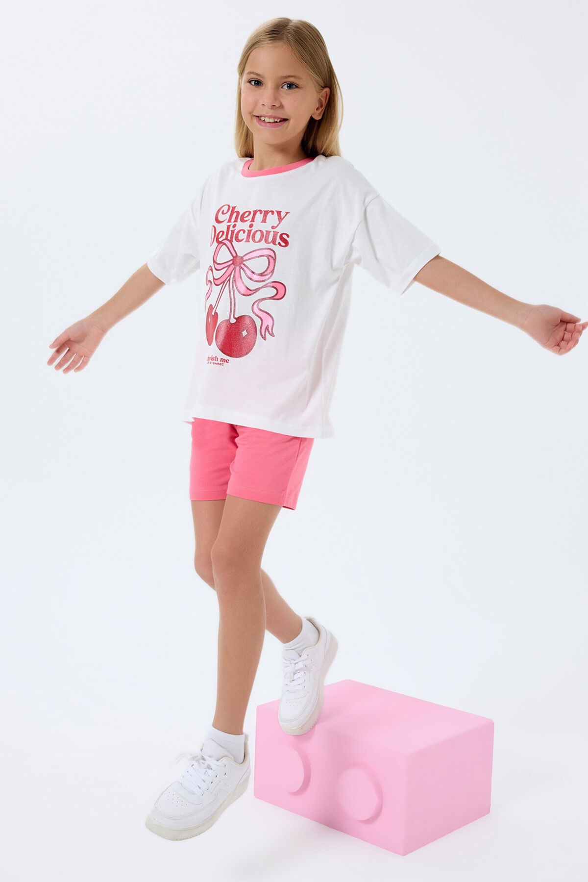 Rolypoly - Rolypoly Kız Çocuk Beyaz Şort Takım