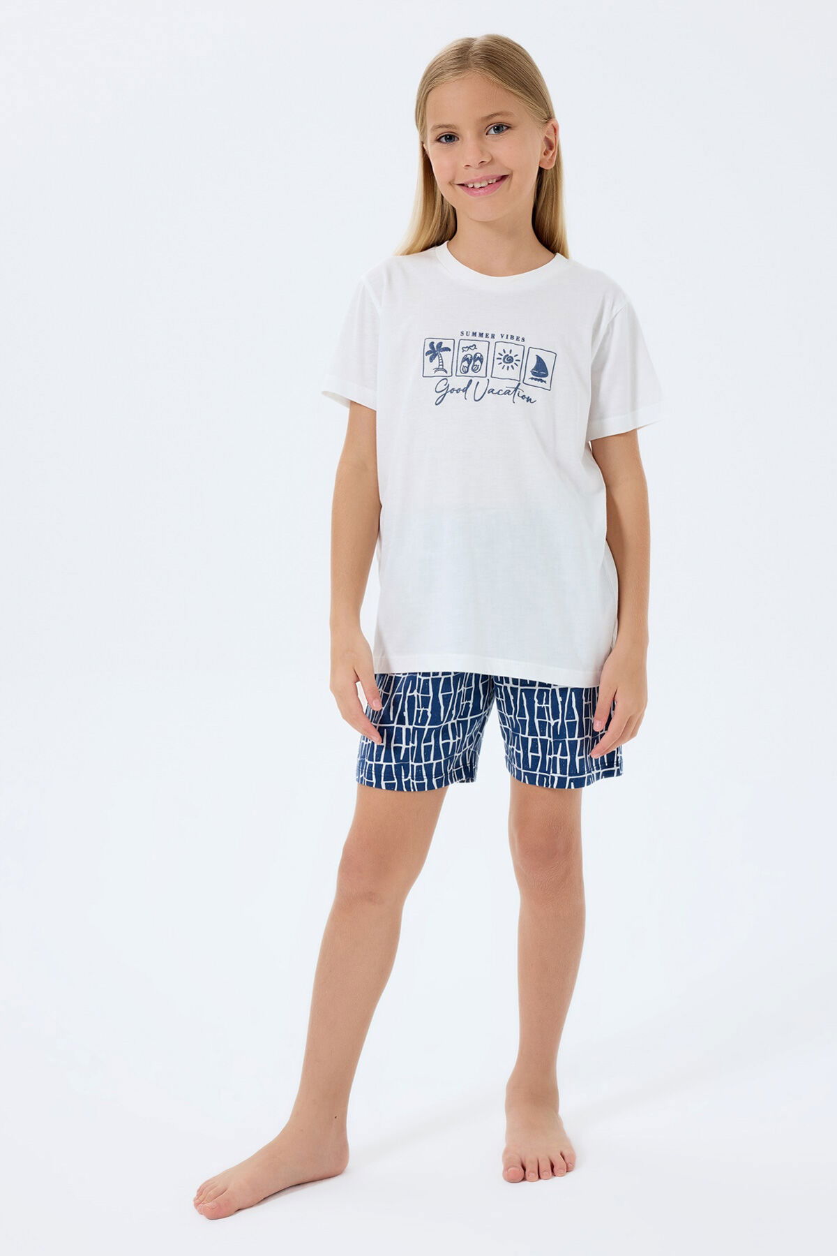 Rolypoly - Rolypoly Kız Çocuk Beyaz Şort Takım