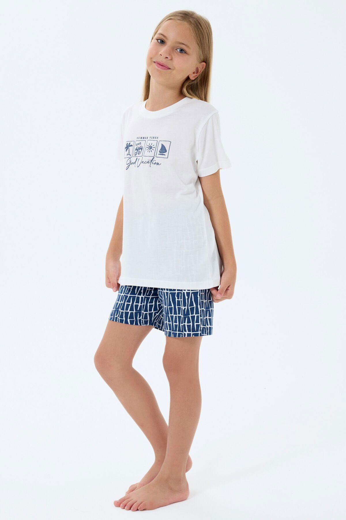 Rolypoly - Rolypoly Kız Çocuk Beyaz Şort Takım (1)