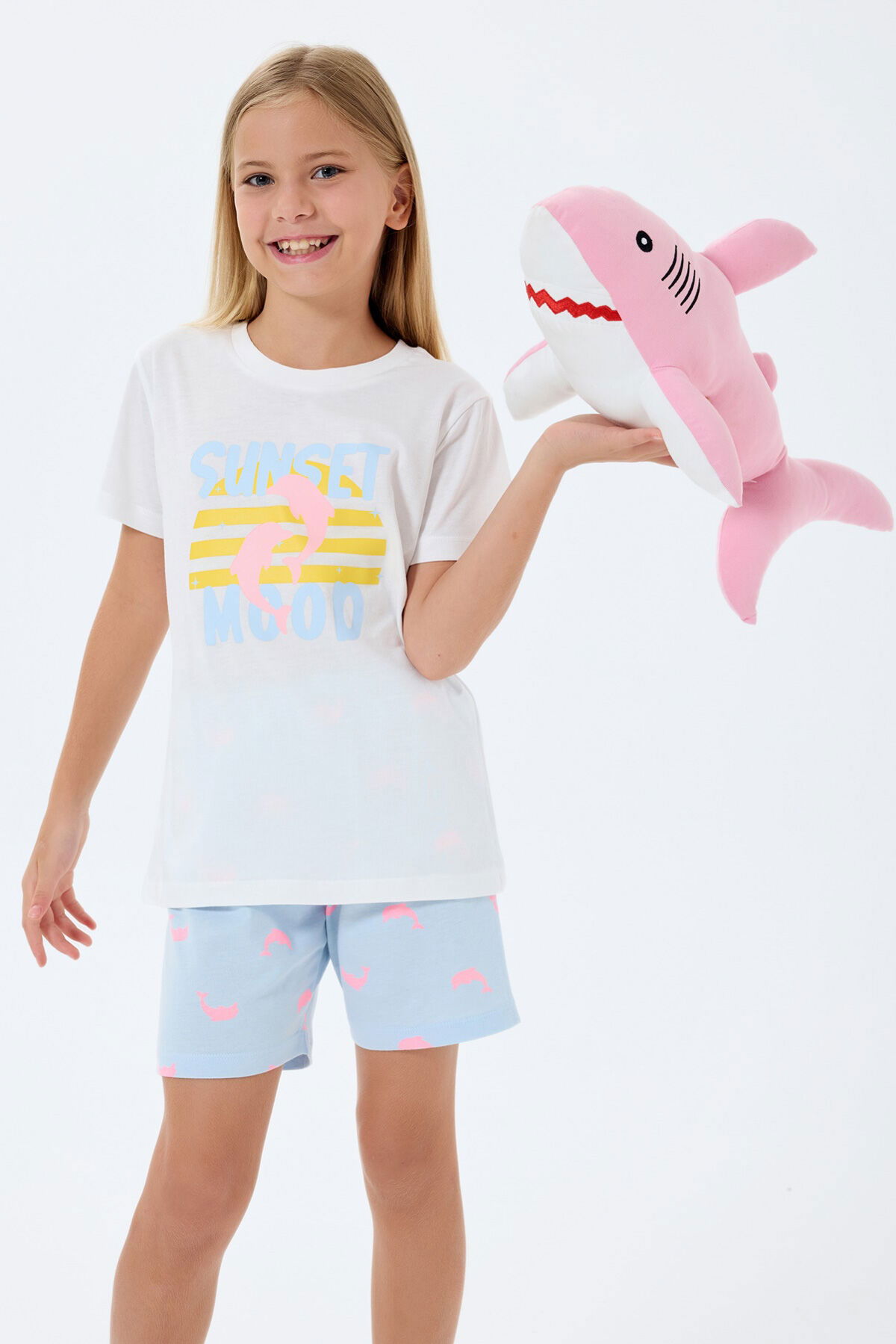 Rolypoly - Rolypoly Kız Çocuk Beyaz Şort Takım (1)