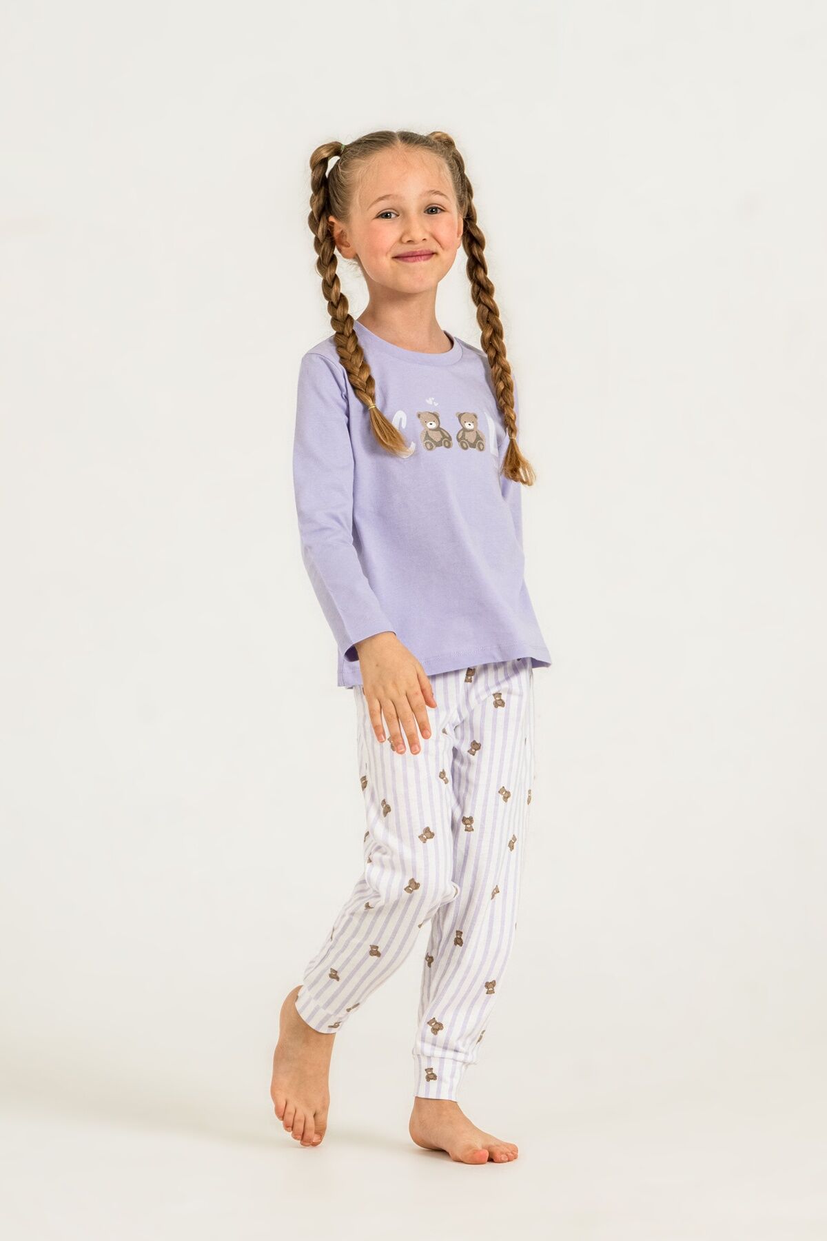 ROLYPOLY - Rolypoly Kız Çocuk Cool Bear Mor Uzun Kol Pijama Takım RP3912-C-V2 (1)