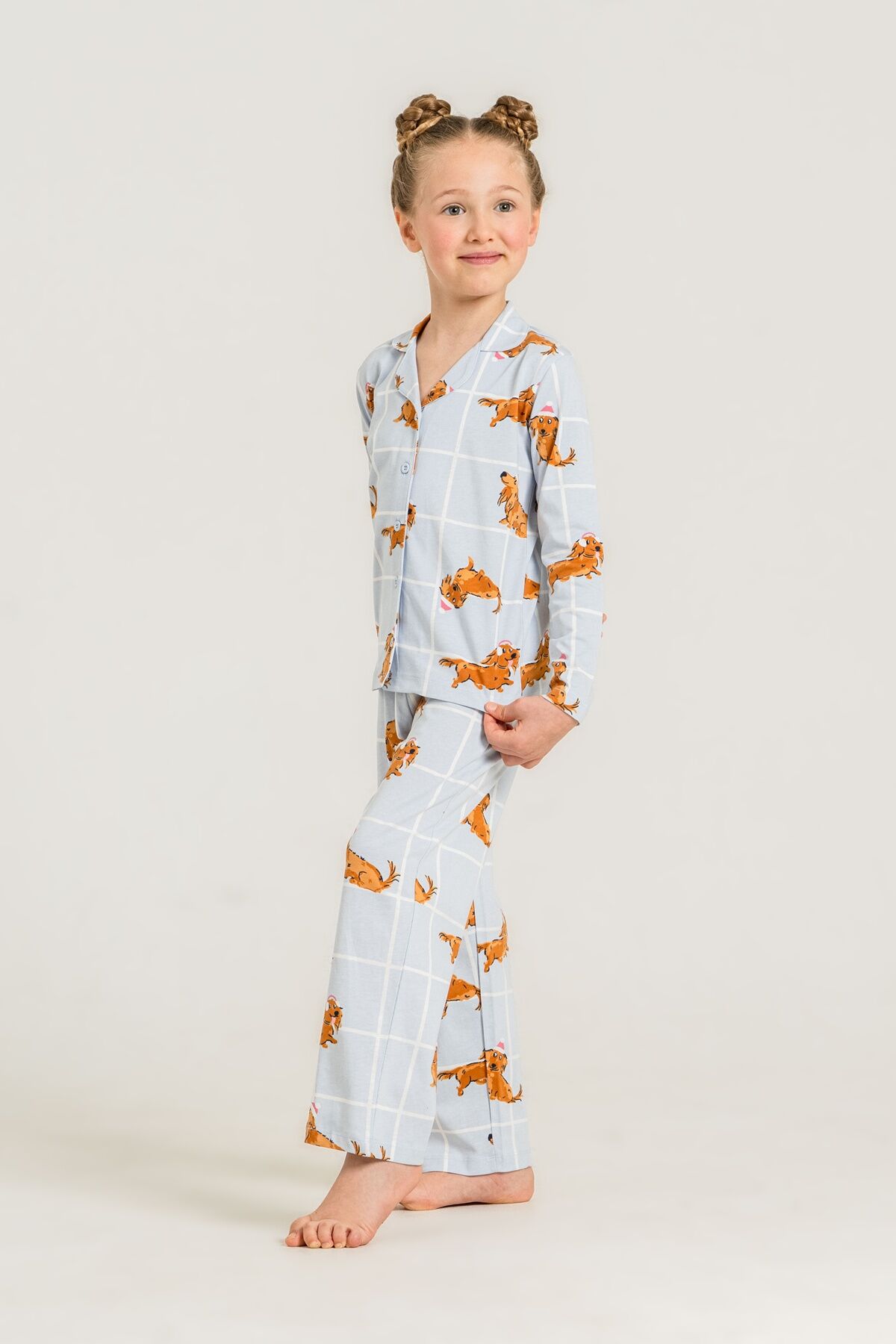 ROLYPOLY - Rolypoly Kız Çocuk Cute Puppy Mavi Gömlek Pijama Takımı RP3908-C-V2 (1)