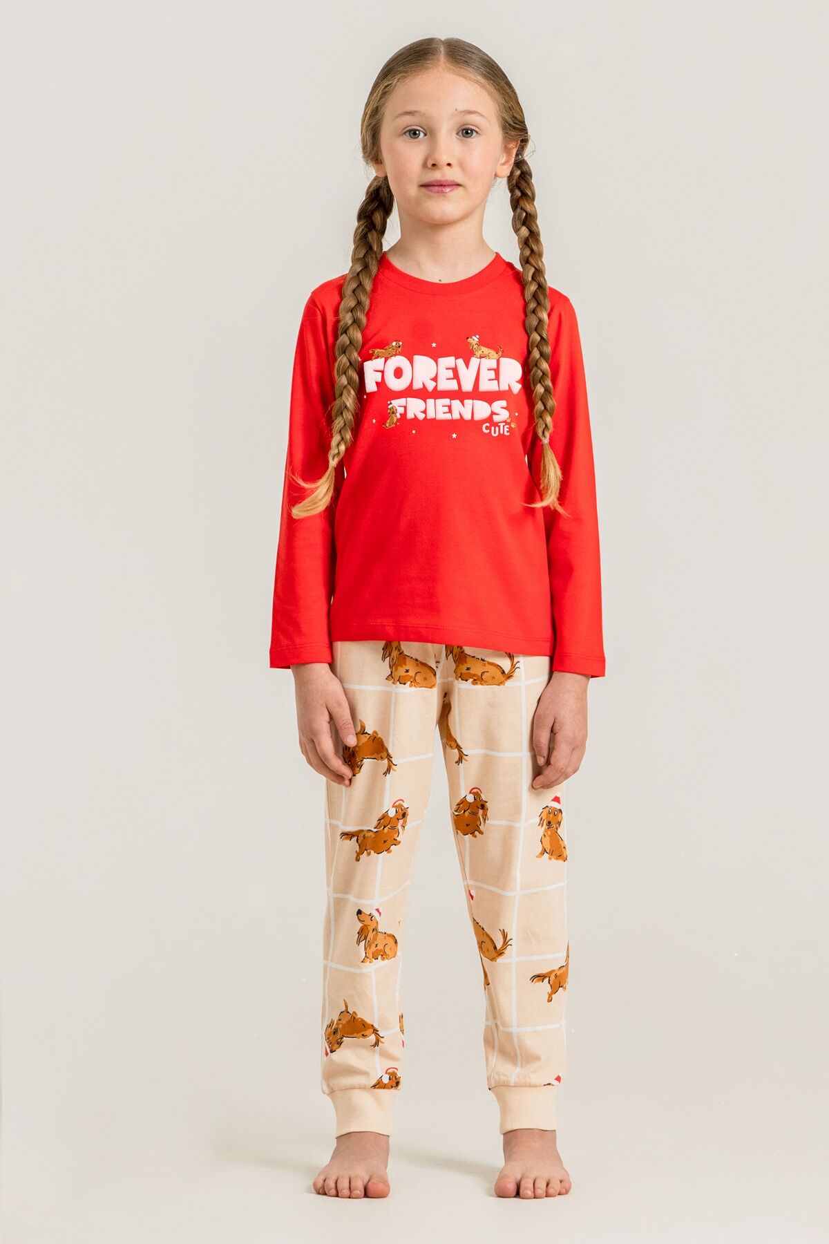 ROLYPOLY - Rolypoly Kız Çocuk Forever Friends Kırmızı Uzun Kol Pijama Takım RP3907-C-V1