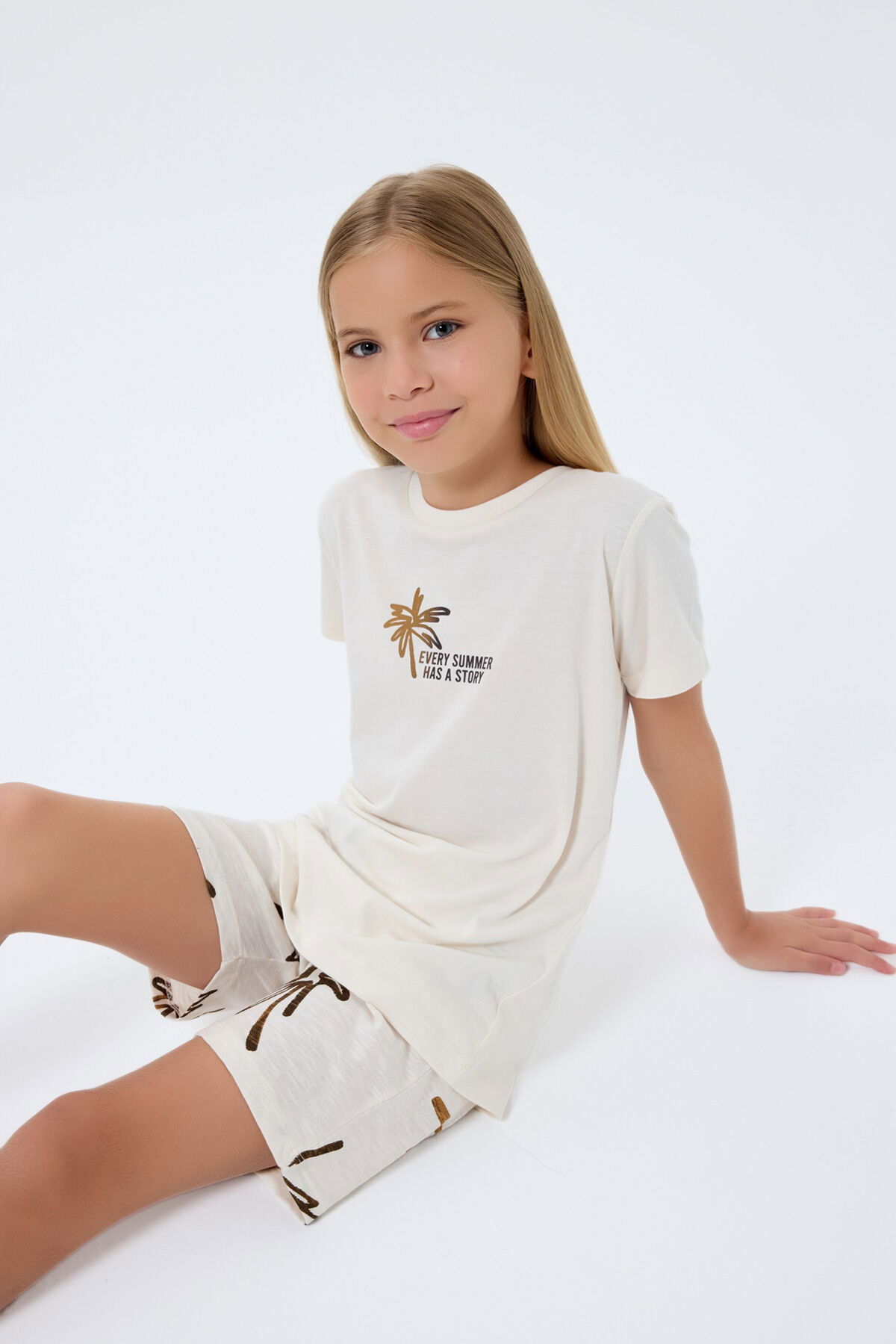 Rolypoly - Rolypoly Kız Çocuk Krem Şort Takım