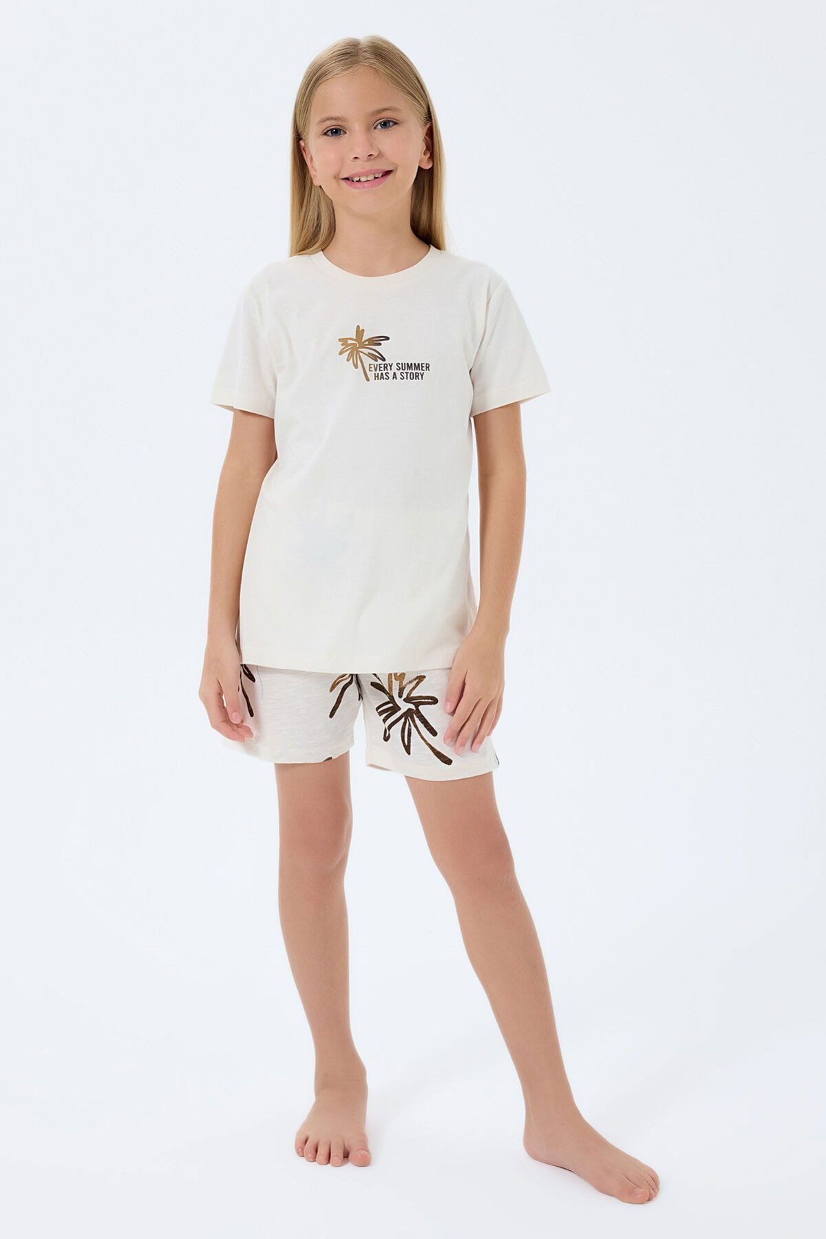 Rolypoly - Rolypoly Kız Çocuk Krem Şort Takım (1)