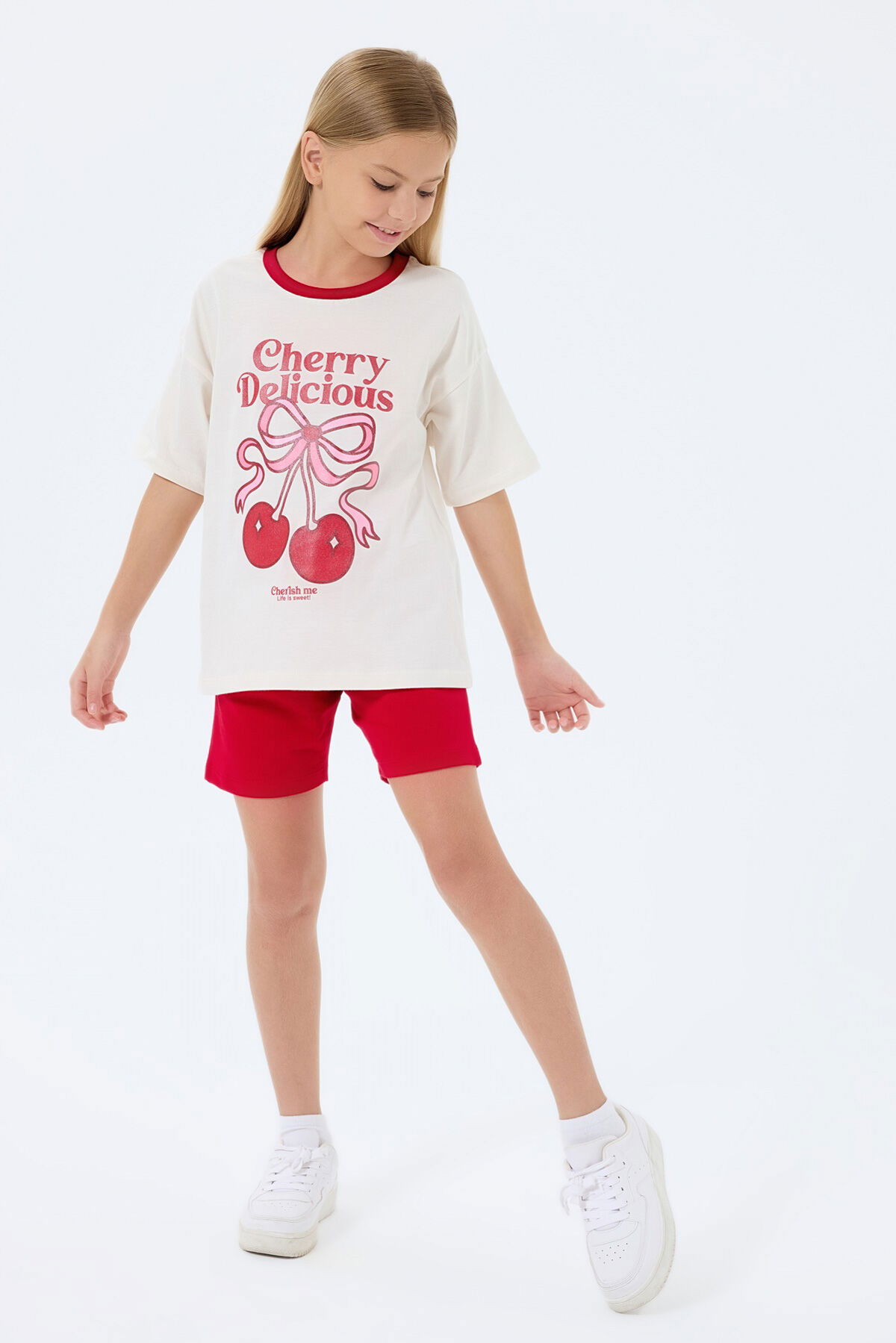 Rolypoly - Rolypoly Kız Çocuk Krem Şort Takım (1)