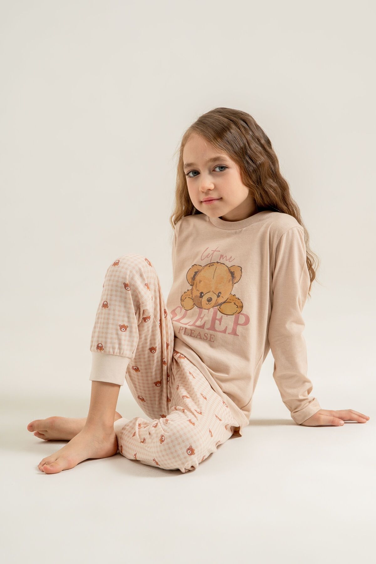 ROLYPOLY - Rolypoly Kız Çocuk Let Me Sleep Please Pembe Uzun Kol Pijama Takım RP3915-C-V1 (1)
