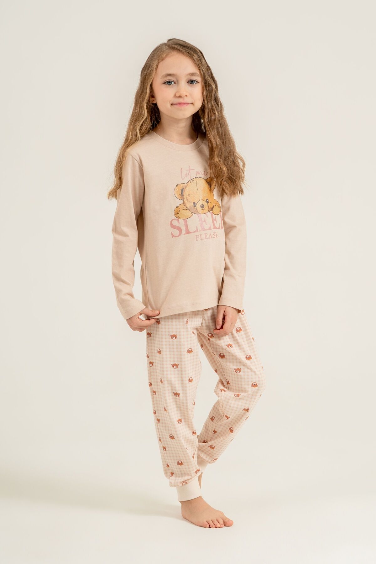ROLYPOLY - Rolypoly Kız Çocuk Let Me Sleep Please Pembe Uzun Kol Pijama Takım RP3915-C-V1