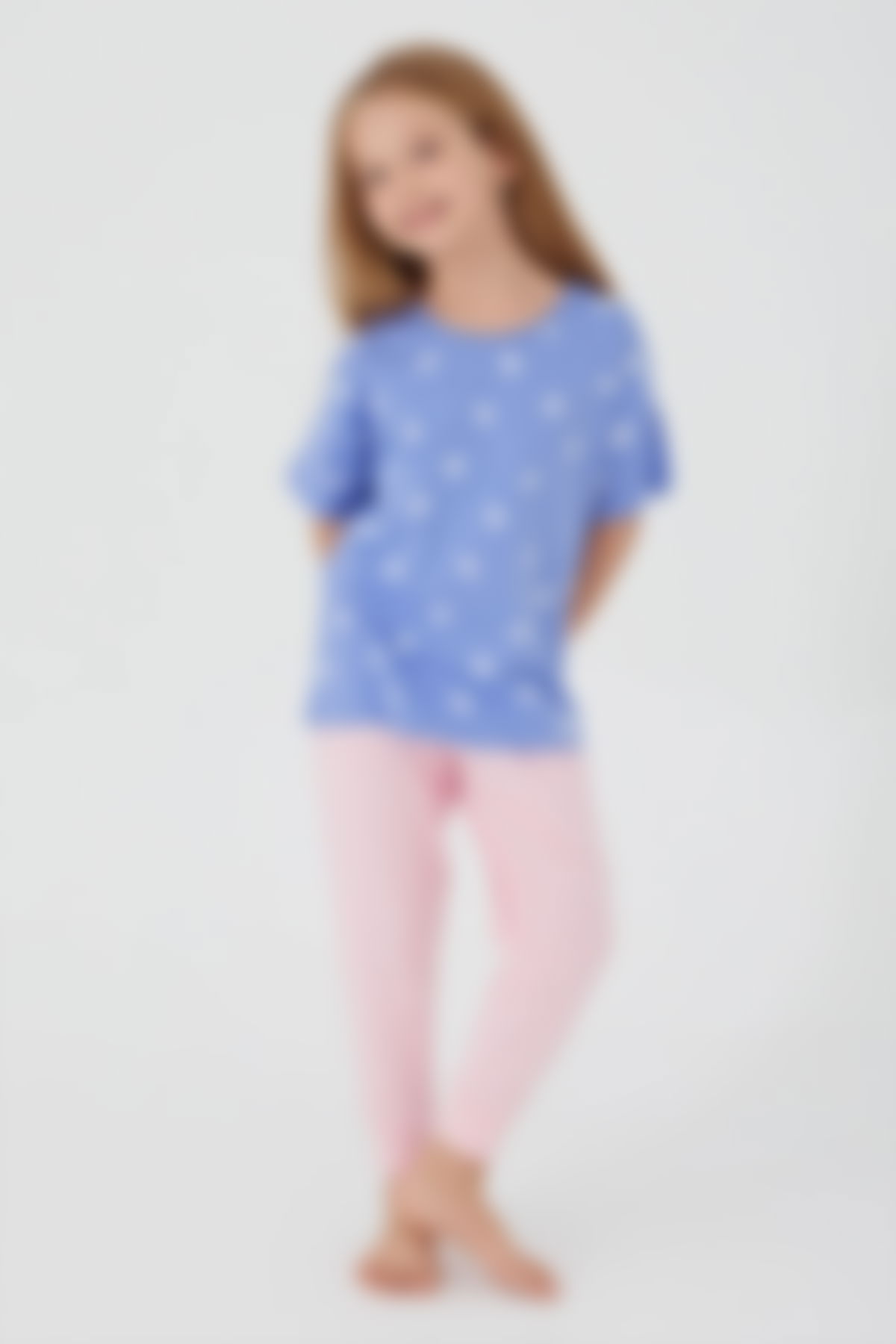 RolyPoly - Rolypoly Kız Çocuk Mavi Kısa Kol Pijama Takım