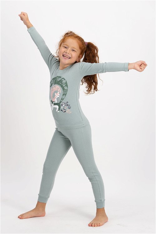 Rolypoly Kız Çocuk Pijama Takımı Soluk Mınt