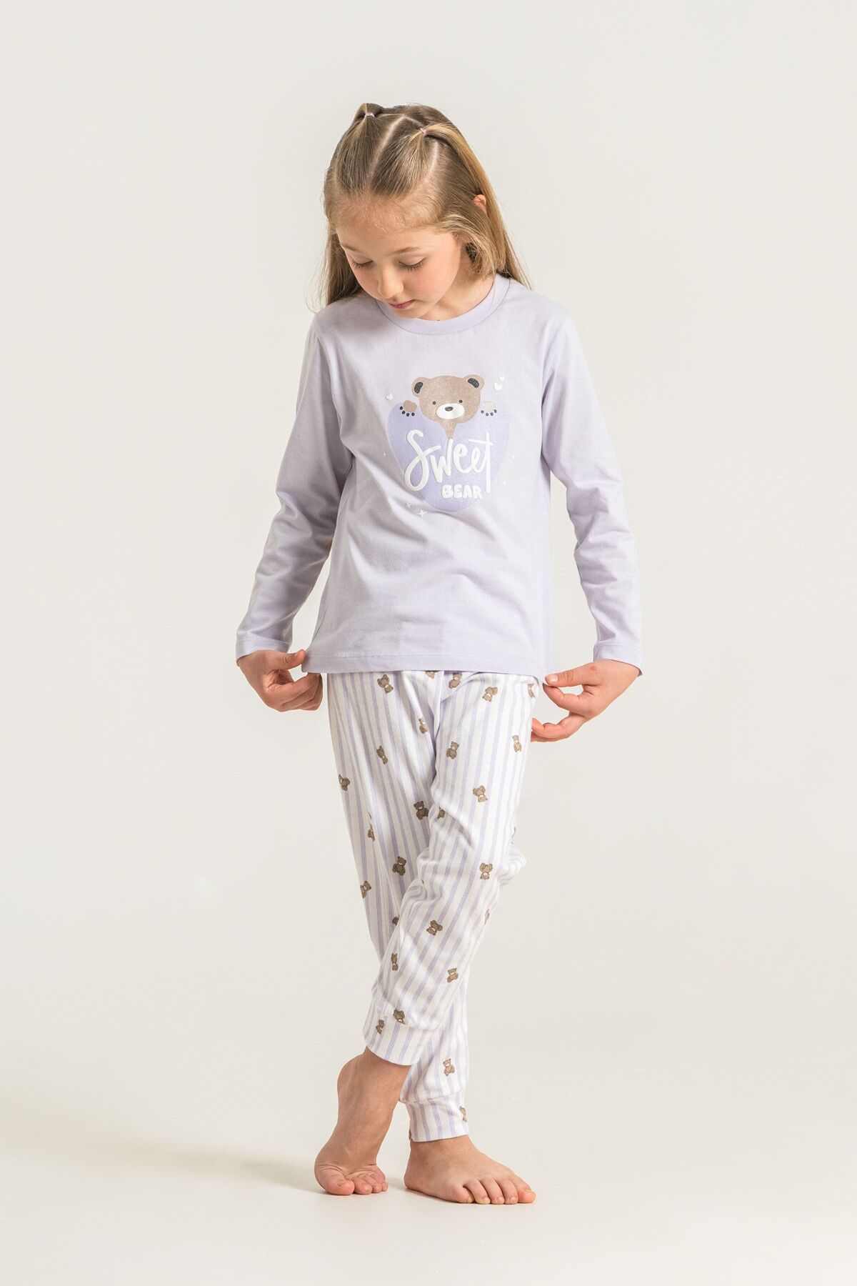 ROLYPOLY - Rolypoly Kız Çocuk Sweet Bear Pembe Uzun Kol Pijama Takım RP3911-C-V2 (1)