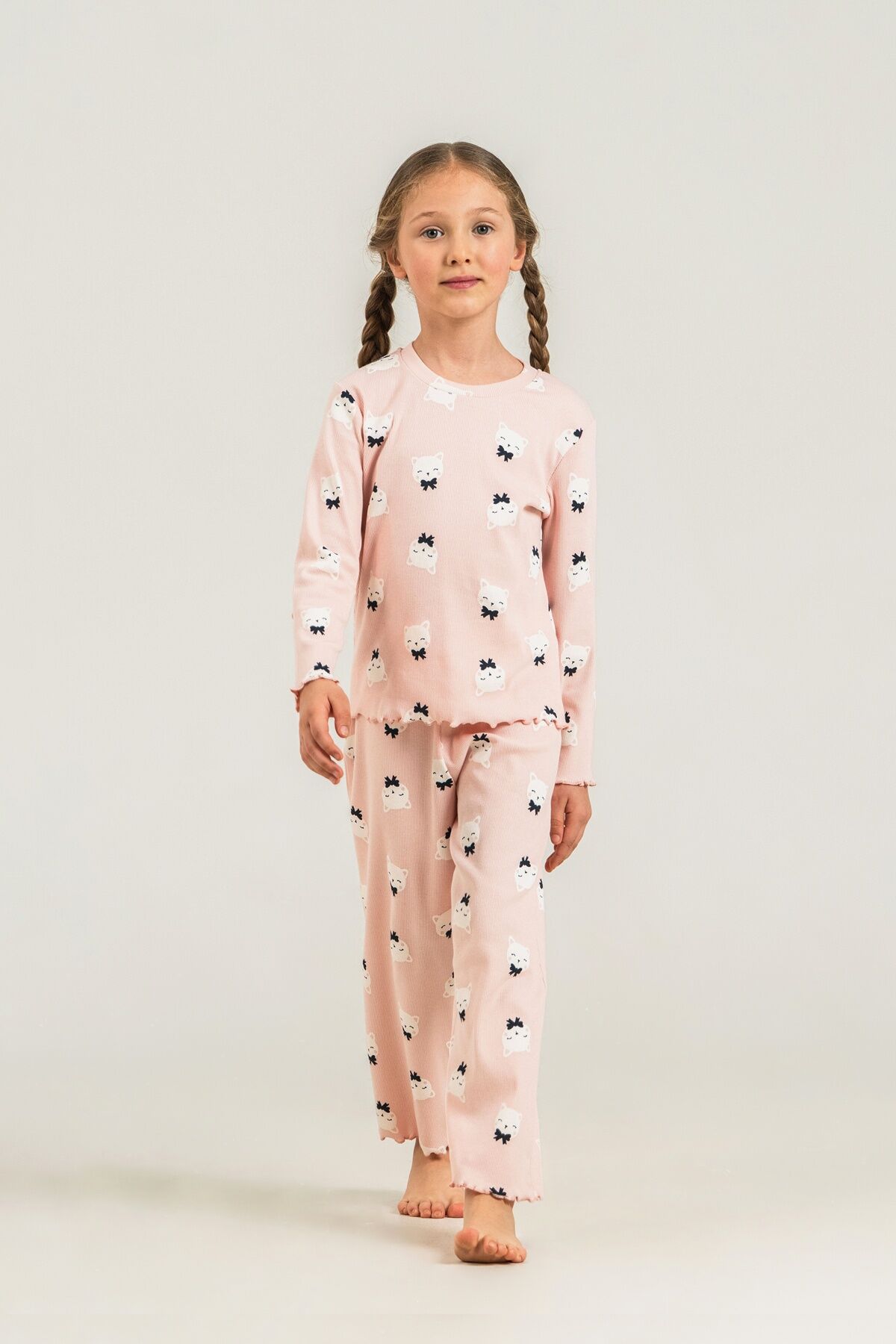 ROLYPOLY - Rolypoly Kız Çocuk Teddy Bears Turuncu Uzun Kol Pijama Takım RP3901-C-V1 (1)