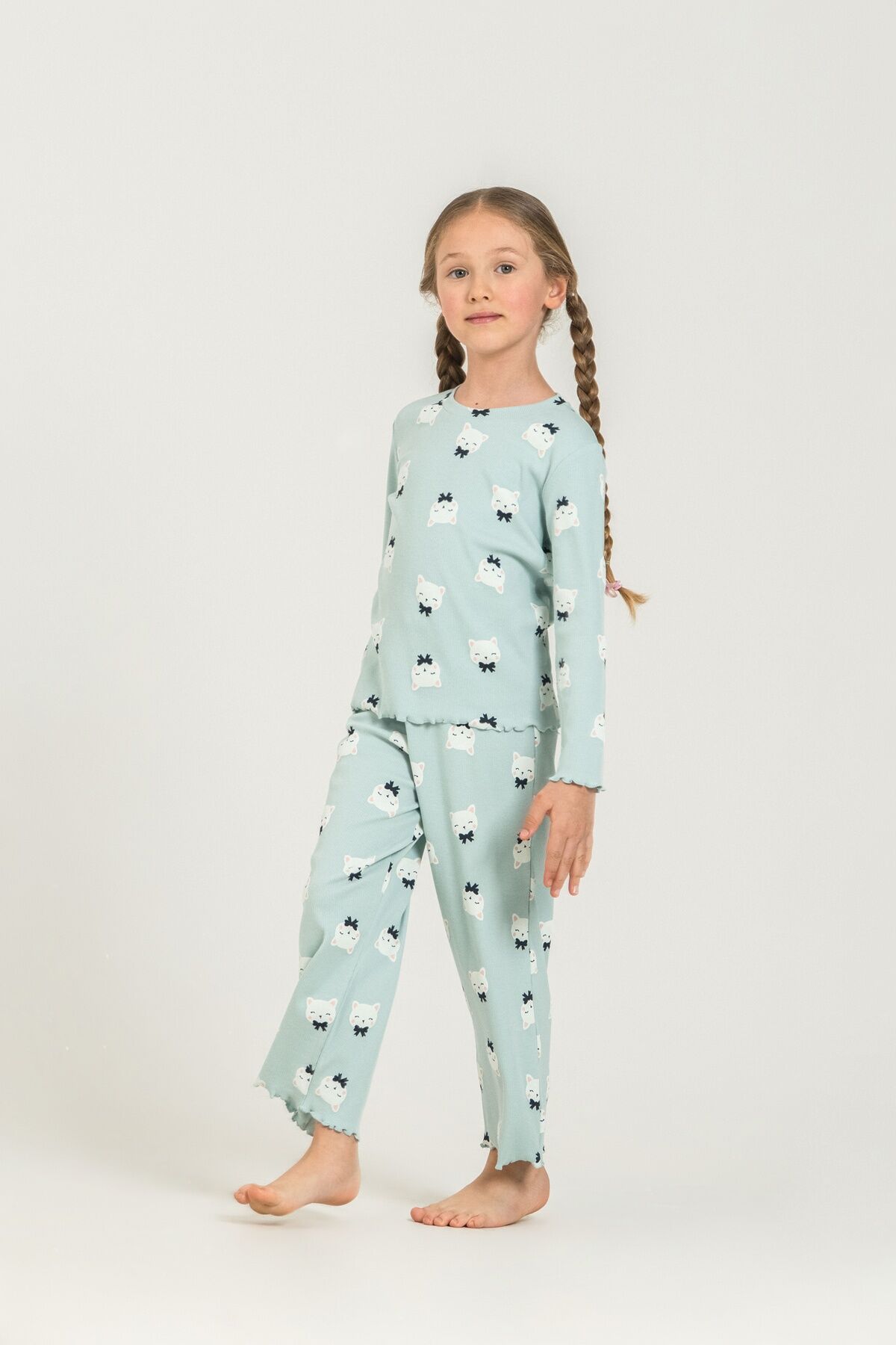 ROLYPOLY - Rolypoly Kız Çocuk Teddy Bears Yeşil Uzun Kol Pijama Takım RP3901-C-V2 (1)